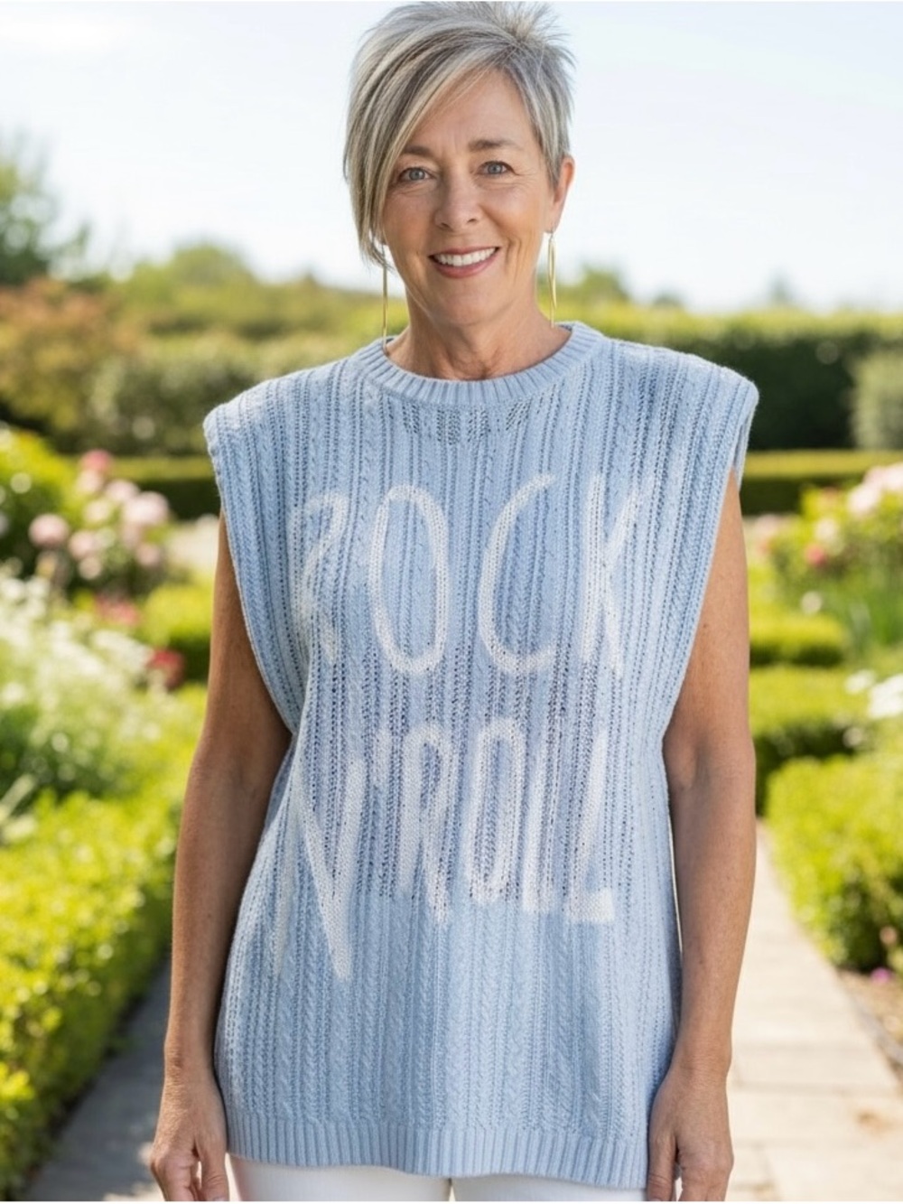 Light Blue Knit Sleeveless Sweater Vest - Rock N Roll